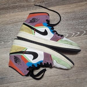 Jordan Nike  MID 1 Lightbulb Multicolored‎ High-Top Sneakers Womans 7.5